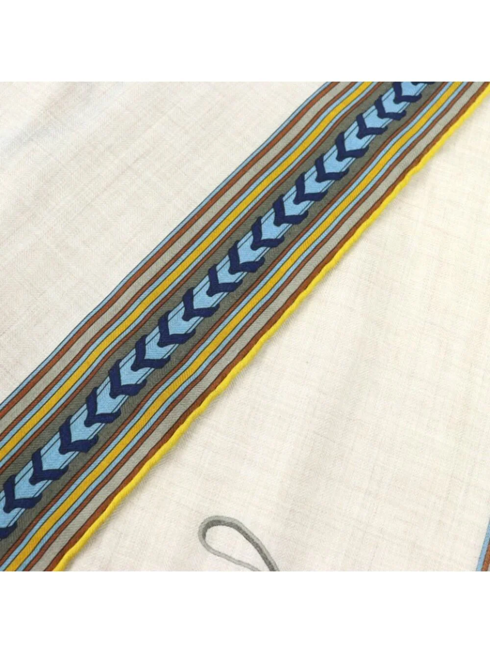 Hermes Rectangle Brides ET Gray Bridle And Charm Cashmere Silk Fringe Scarf